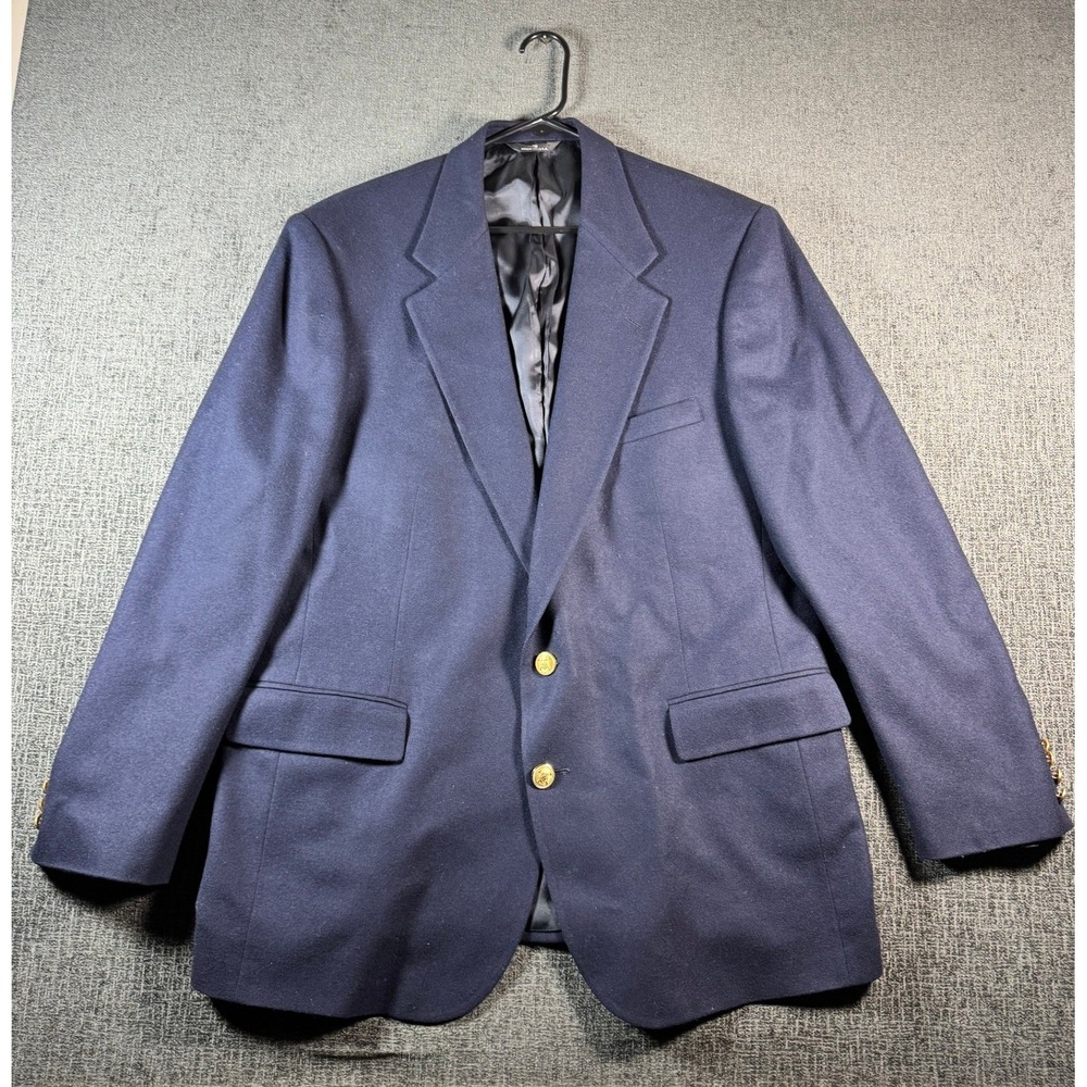 Polo‎ University Club Ralph Lauren Navy Blue Virgin Wool Blazer Gold Buttons USA